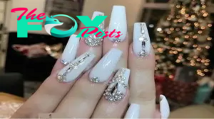 b83.For the holidays, explore over 30 striking diamond nail design ideas.