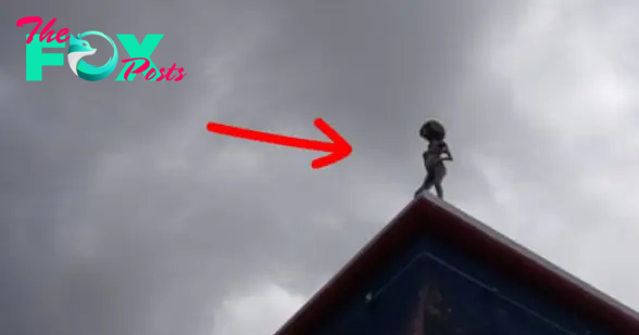 nht.Incredible Scene: Extraterrestrial Spotted Perched on Roof of House!