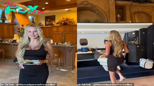 b83.Queen of Versailles Jackie Siegel reveals her $100 million Florida mansion features a fake private jet, allowing her to enjoy caviar ‘in first class’ anytime she desires.