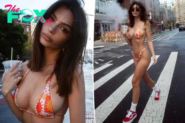 Emily Ratajkowski hits the streets of NYC in nothing but tiny Inamorata bikini