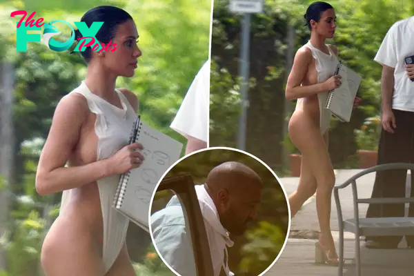 Bianca Censori bares all in tiny swimsuit for clothing production meeting with Kanye West