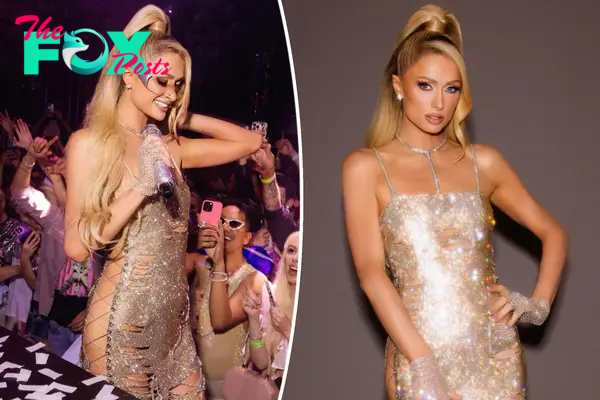 Paris Hilton is the ‘It Girl blueprint’ in laced-up sequined dress while previewing new album