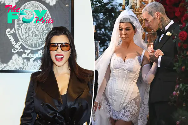 Kourtney Kardashian shows off framed wedding veil featuring sweet tribute to Travis Barker