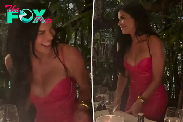 Lauren Sánchez rocks red Versace latex at son Nikko’s graduation party