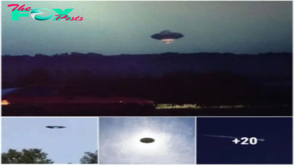 Is there life on Earth being visited by aliens? A UFO appears in dark night sky