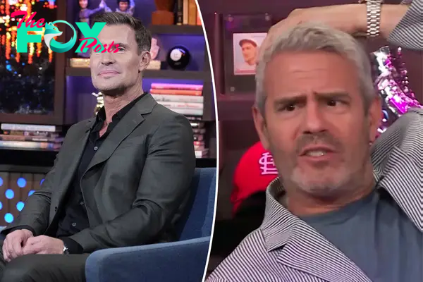 Outraged Andy Cohen scolds pal Jeff Lewis for whacking him on head during ‘WWHL’: ‘Too hard!’