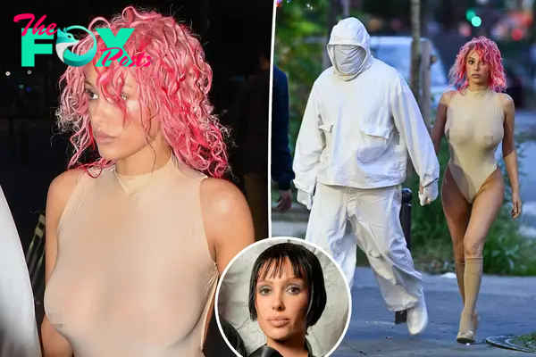 Bianca Censori debuts pink hair transformation in Paris with Kanye West