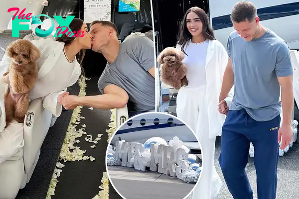 Christian McCaffrey and fiancé Olivia Culpo jet off to Rhode Island ahead of wedding