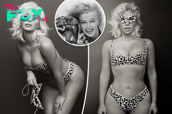 Kim Kardashian is back in Marilyn Monroe mode in animal-print bikini: ‘Such an icon’