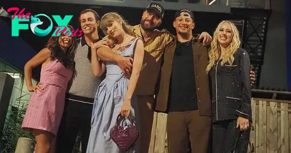 Travis Kelce Wraps an Arm Around Taylor Swift as They Hang With Patrick, Brittany Mahomes in Europe