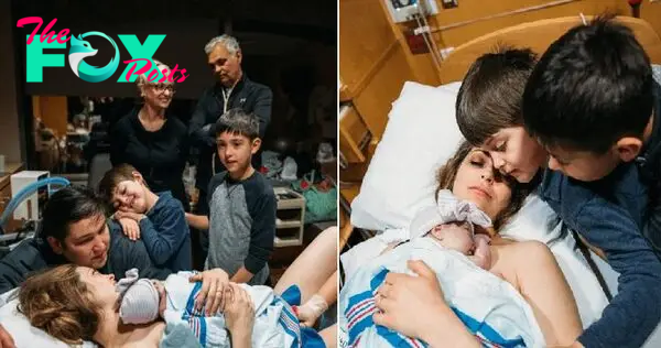 Heartwarming images: An older brother’s inspiring support during the magical moment his youngest sibling was born.