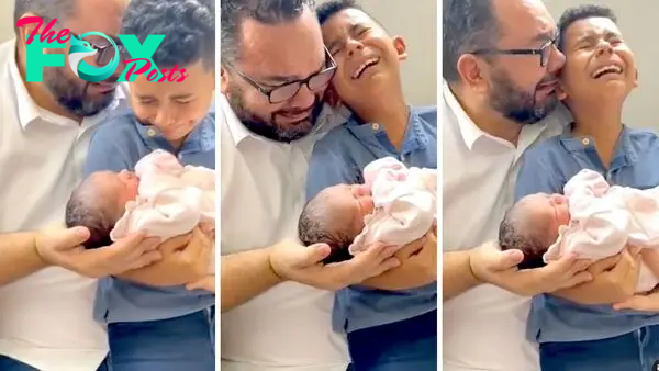 (Video) The moment of indescribable emotion when father and son welcomed their newborn baby into this world with trembling hands of happiness