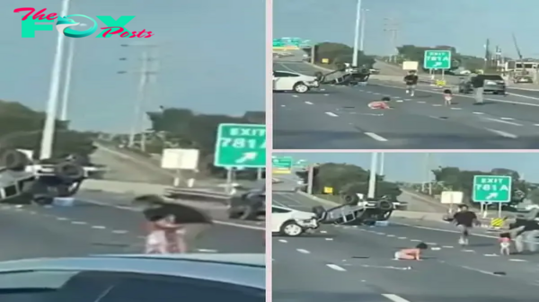 “Unbelievable!” Shocking Video Shows Toddlers Wandering on Texas Highway After Crash