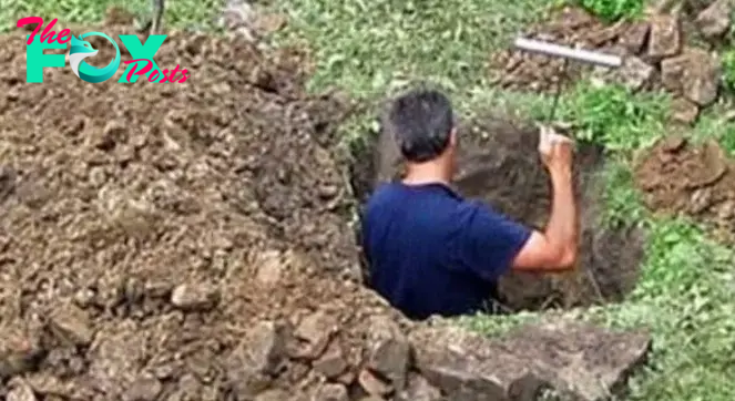 The neighbors noticed this man digging huge holes and filling soil sacks in the backyard