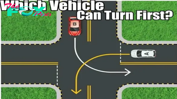 Which vehicle has the right of way to turn first?