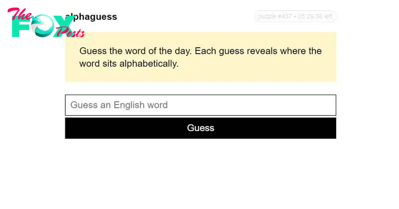 Guess a day by day phrase with solely clues as to its place within the alphabet to information you