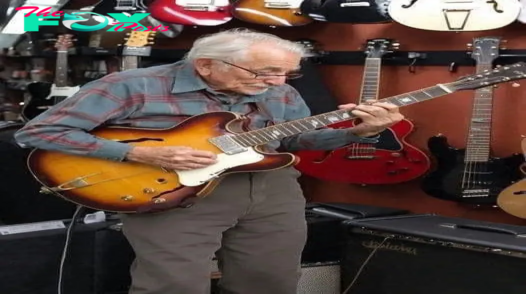 An 81-year-old grandpa walks into a guitar store, picks up one of the guitars, and starts playing to everyone’s amazement.