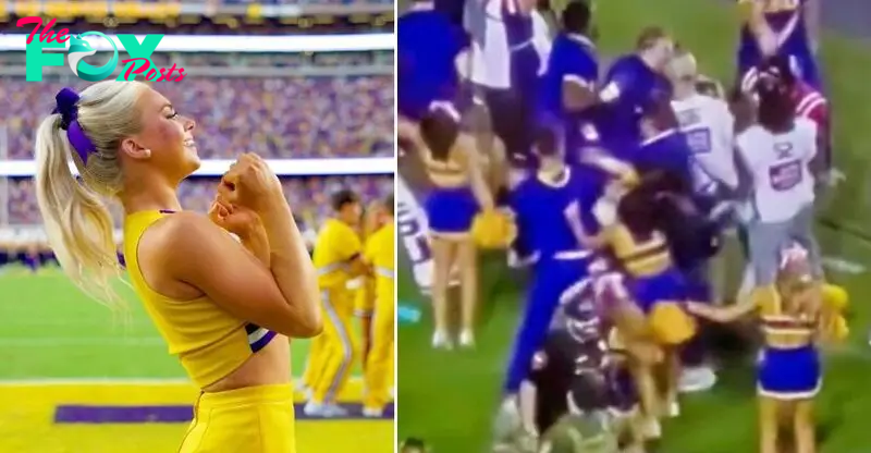 LSU Cheerleader Inappropriately Touches Player During Game