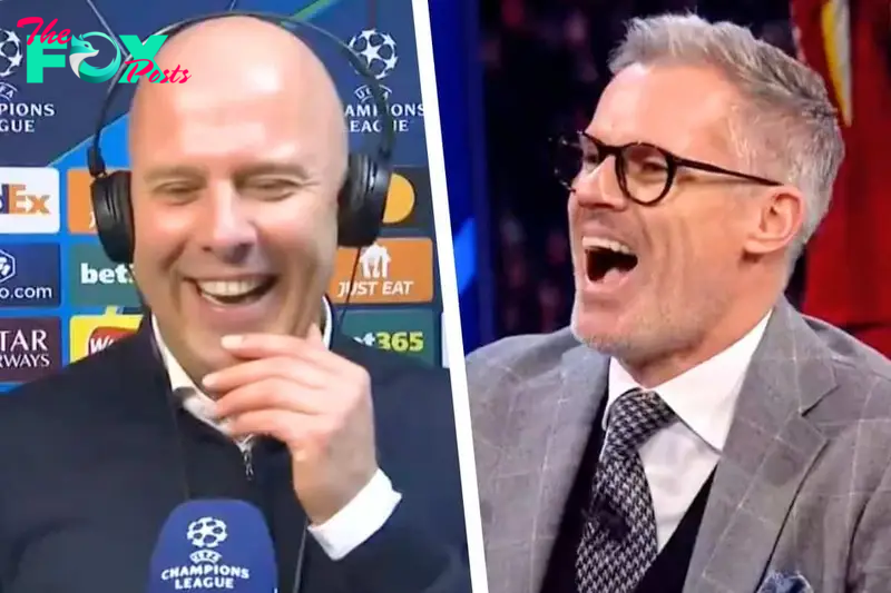 “I saw your presentation!” – Arne Slot brilliantly jokes about Carragher’s Liverpool analysis