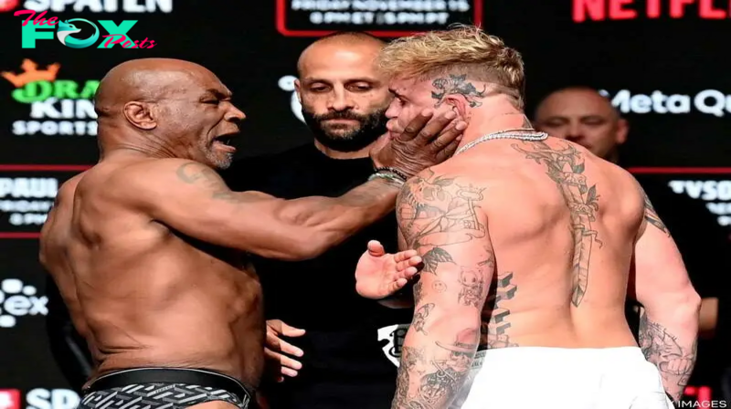 Mike Tyson “slaps” Jake Paul at weigh in